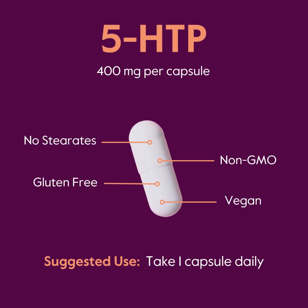 BESTVITE 5-HTP 400mg Capsule (60 Vegetarian Capsules) – Vegan, Non-GMO, Gluten Free