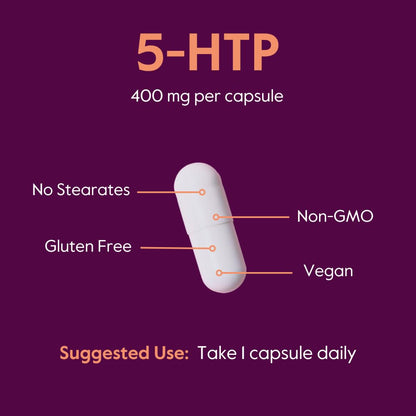 BESTVITE 5-HTP 400mg Capsule (60 Vegetarian Capsules) – Vegan, Non-GMO, Gluten Free