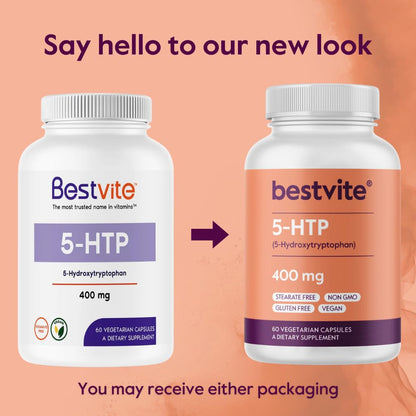 BESTVITE 5-HTP 400mg Capsule (60 Vegetarian Capsules) – Vegan, Non-GMO, Gluten Free