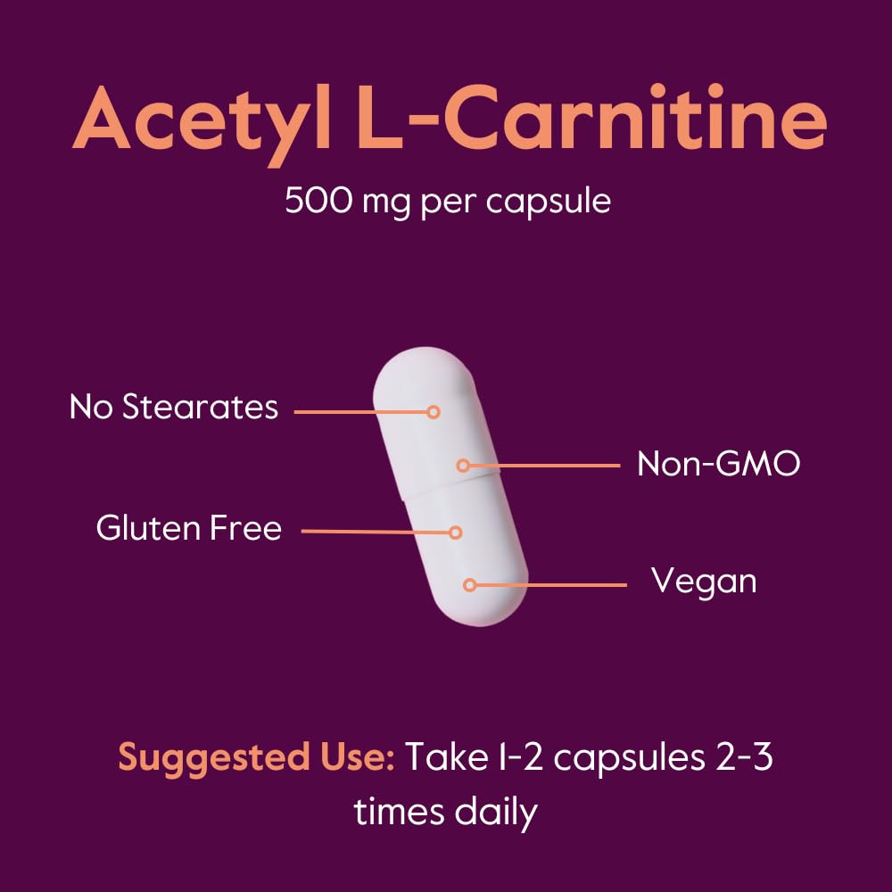 BESTVITE Acetyl L-Carnitine 500mg – 240 Vegan Capsules, No Stearates, Gluten Free, Non-GMO