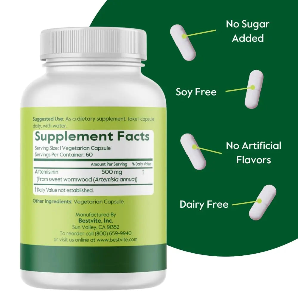BESTVITE Artemisinin 500mg Capsule – 60 Vegetarian Capsules | No Fillers, Vegan, Gluten Free, Non-GMO BritishVita | Premium UK Vitamins & Wellness Supplements