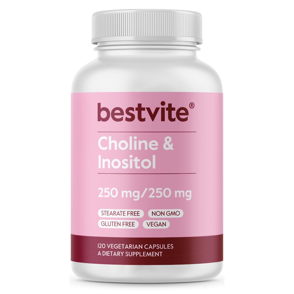 BESTVITE Choline & Inositol 500mg - 120 Veg Capsules - Vegan, Non-GMO, Gluten Free
