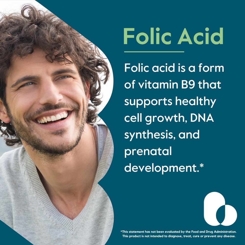 BESTVITE Folic Acid 1000mcg – 240 Vegetarian Capsules (Pack of 2) – No Dicalcium Phosphate, No Stearates, No Silicon Dioxide – Gluten Free, Non-GMO, Vegan
