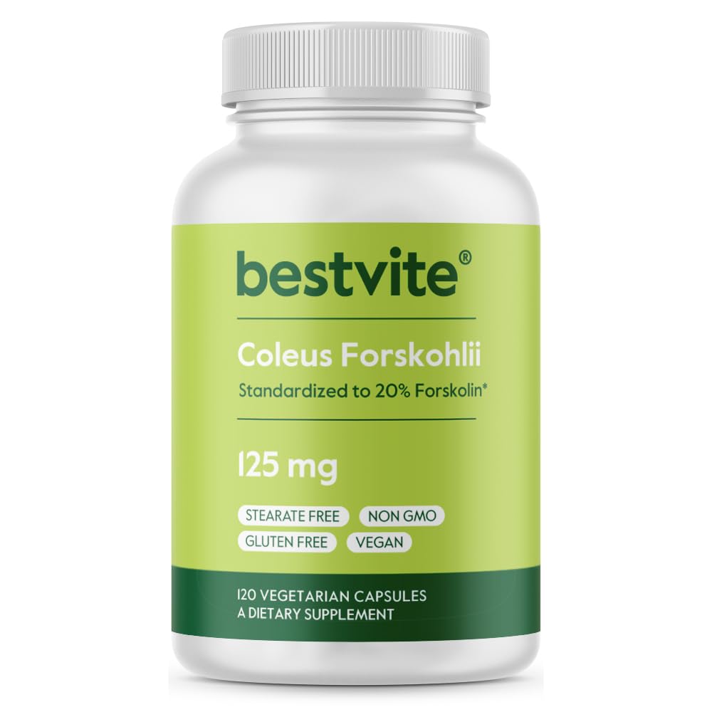 BESTVITE Coleus Forskohlii 125 mg – 20% Forskolin (120 Veg Capsules) – Forslean