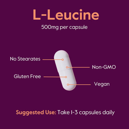 BESTVITE L-Leucine 500mg | 240 Veg Capsules | Vegan, Non-GMO, Gluten-Free
