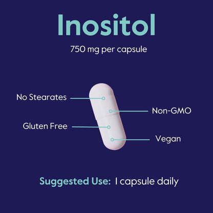 BESTVITE Inositol 750 mg | Myo-Inositol 120 Veg Capsules | Vegan, Gluten Free, Non-GMO, No Stearates