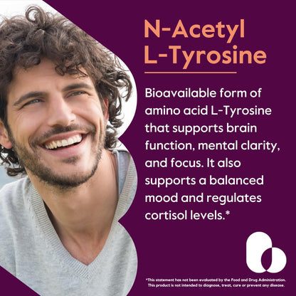 BESTVITE N-Acetyl L-Tyrosine 350mg (NALT) – 120 Capsules – Gluten Free, Non-GMO, No Stearates