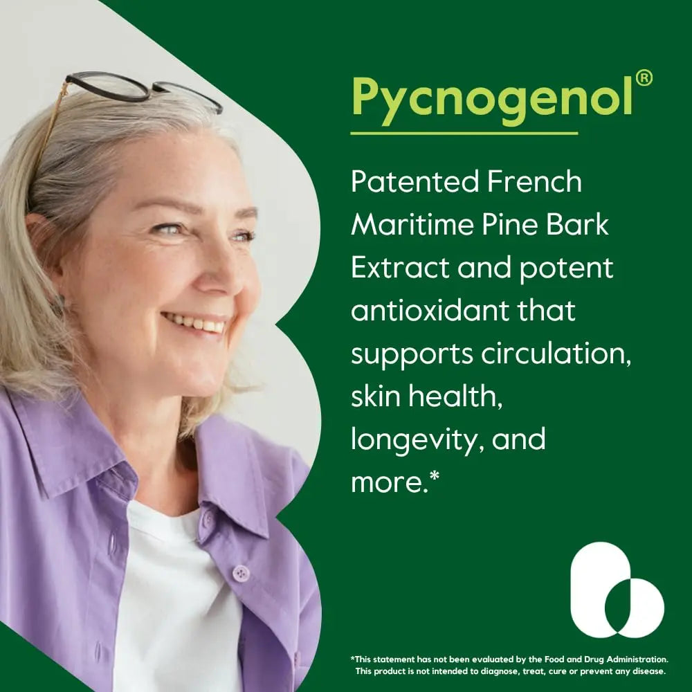 BESTVITE Pycnogenol 100mg (60 Capsules) – French Maritime Pine Bark Extract – Gluten Free, Non-GMO, No Stearates BritishVita | Premium UK Vitamins & Wellness Supplements
