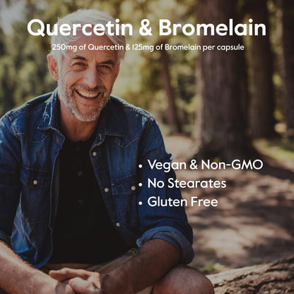 BESTVITE Quercetin with Bromelain 500mg/250mg (120 Vegetarian Capsules) – No Stearates – No Silicon Dioxide – Vegan – Non GMO – Gluten Free