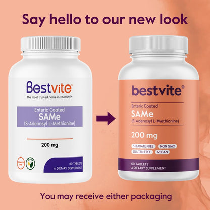 BESTVITE SAM-e 200mg (60 Tablets) – Premium Italian Ingredient | Enteric Coated