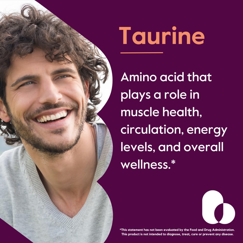 BESTVITE Taurine 1000mg (120 Vegetarian Capsules) - No Stearates - No Fillers - No Flow Agents - Vegan - Non GMO - Gluten Free (Pack of 2)