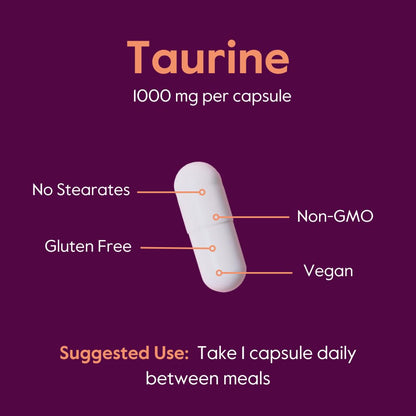 BESTVITE Taurine 1000mg (120 Vegetarian Capsules) - No Stearates - No Fillers - No Flow Agents - Vegan - Non GMO - Gluten Free (Pack of 2)