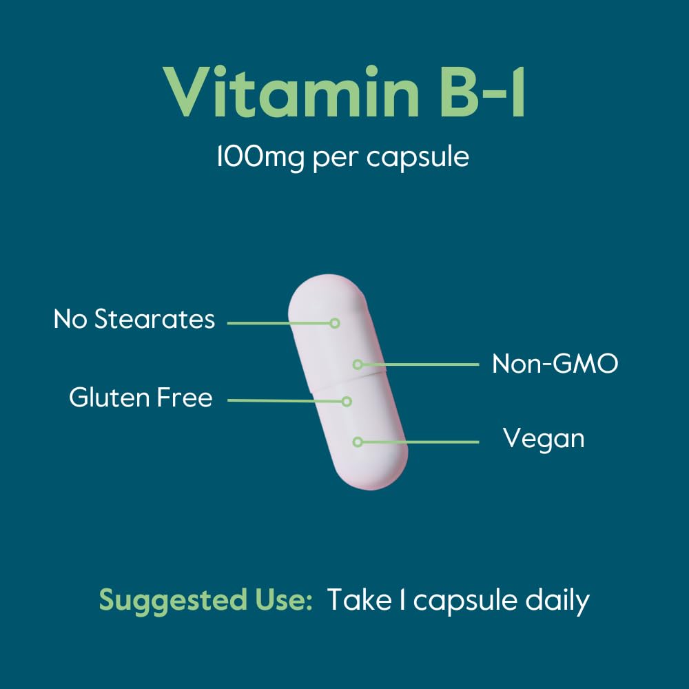 BESTVITE Vitamin B-1 100mg (240 Vegetarian Capsules) – Vegan, Non-GMO, Gluten Free – Pack of 2
