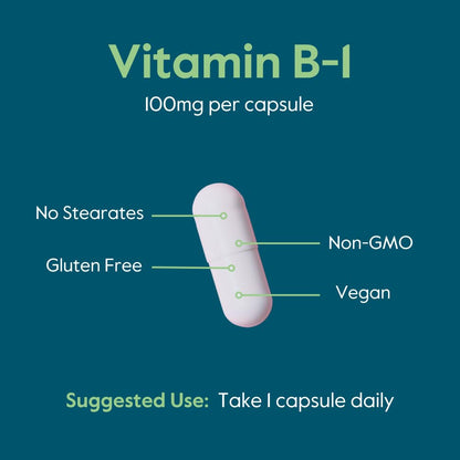 BESTVITE Vitamin B-1 100mg (240 Vegetarian Capsules) – Vegan, Non-GMO, Gluten Free – Pack of 2