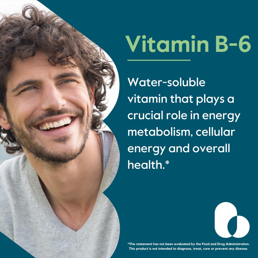 BESTVITE Vitamin B-6 200mg (240 Vegetarian Capsules) (2-Pack) - No Stearates - No Flow Agents