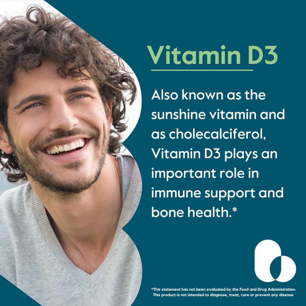 BESTVITE Vitamin D3 5000 IU – 365 Capsules | No Stearates, Gluten Free, Non-GMO