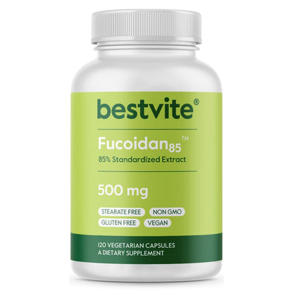 BESTVITE Fucoidan Extract 500mg | 85% Fucoidan | 120 Veg Capsules