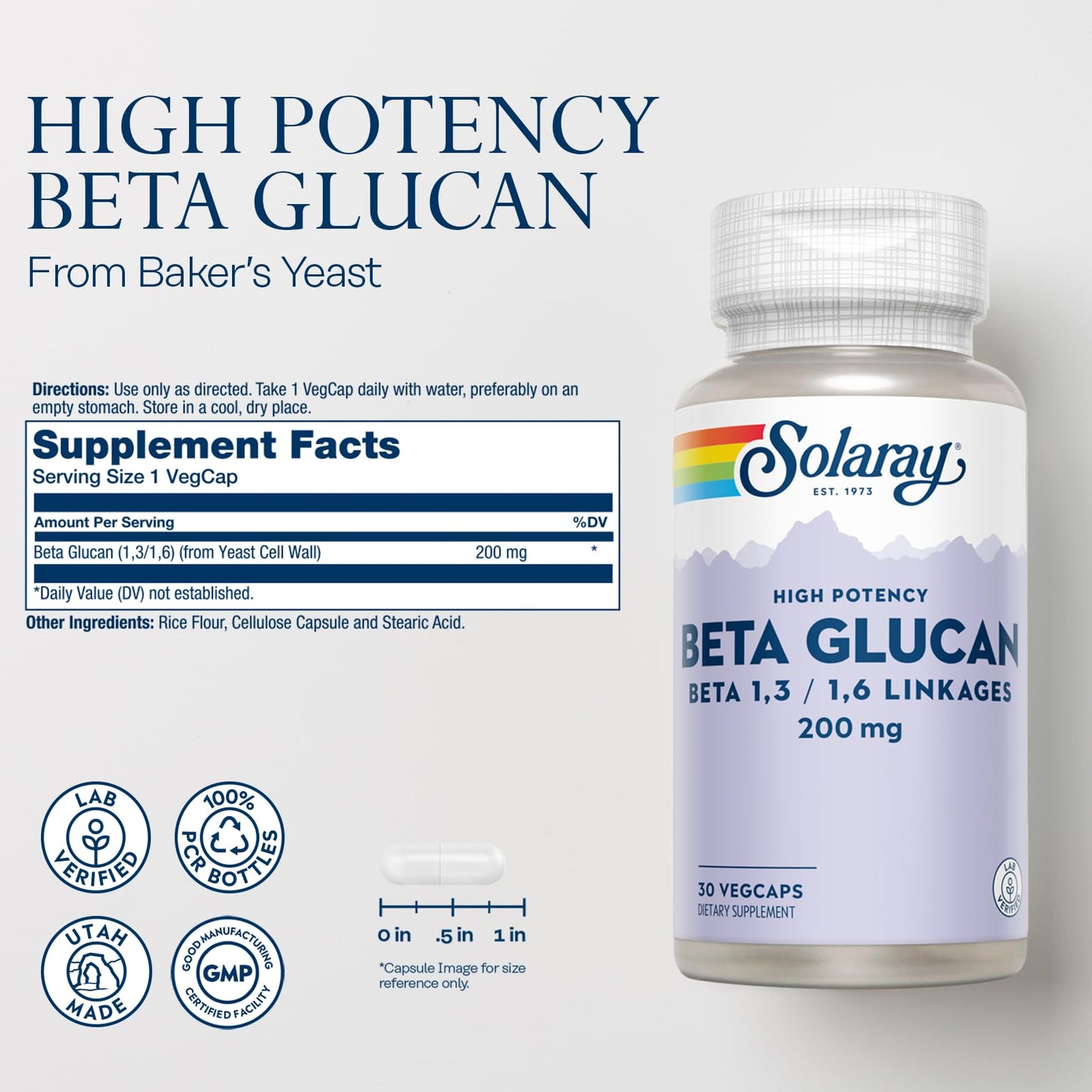 SOLARAY Beta Glucan Supplements – Immune & Heart Support (30 Servings)