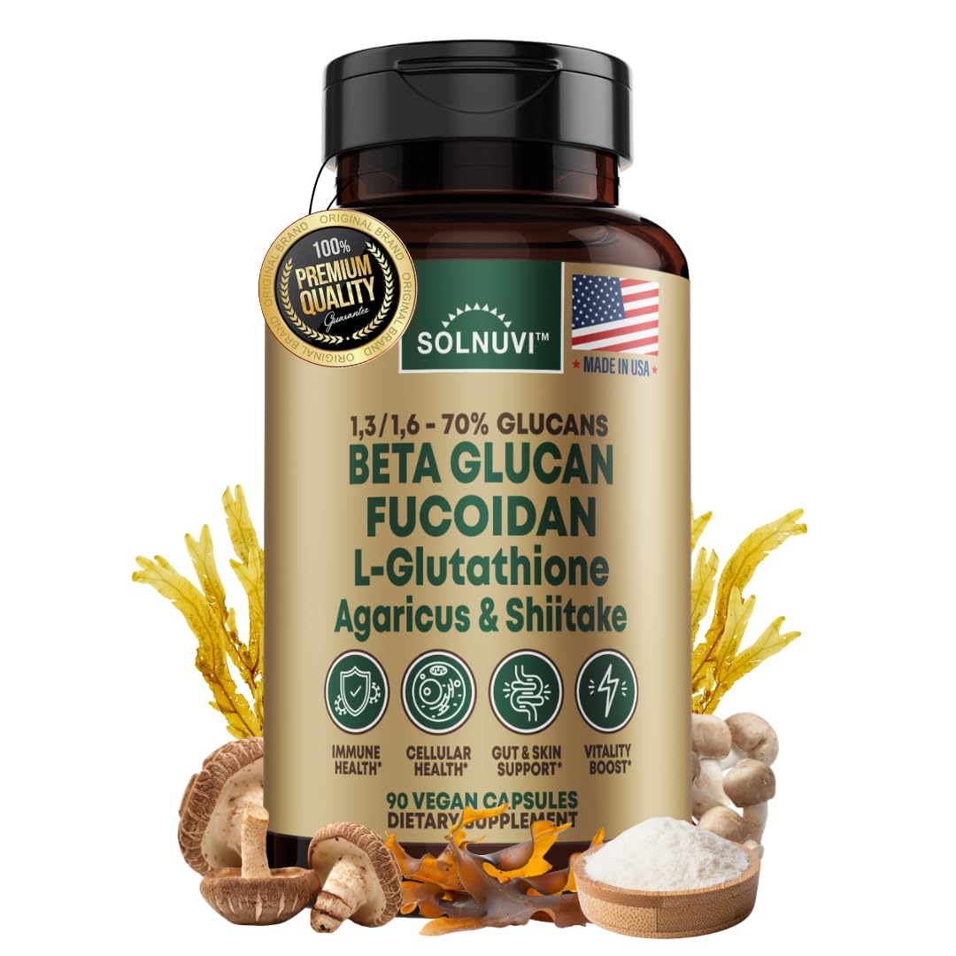 Beta Glucan & Fucoidan Brown Seaweed Extract - Immune & Cellular Support (90 Capsules) - Non-GMO, Gluten Free