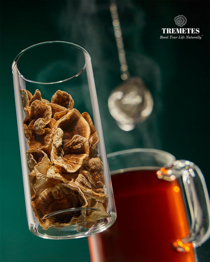 Turkey Tail Mushroom Fruiting Body – Lab-Verified 41.2% Beta-Glucans for Tea | Amber Glass Jar