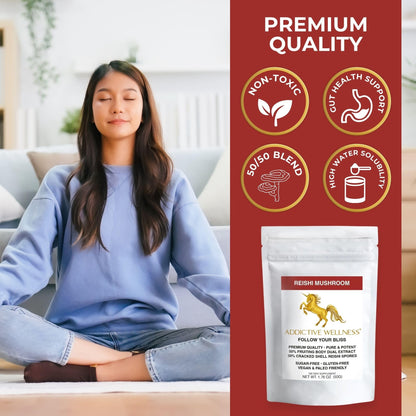 Reishi Mushroom Extract Powder + Spores (50/50) - Wood-Grown Ganoderma 50g