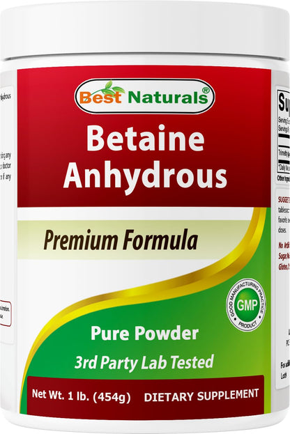 Best Naturals Betaine Anhydrous TMG Pure Powder – 1 lb | Non-GMO & Gluten Free