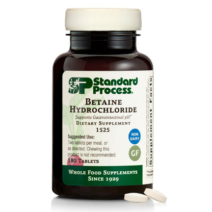 Betaine Hydrochloride Supplement 180 Tablets | Digestive pH Support & Iron Absorption - Gluten-Free