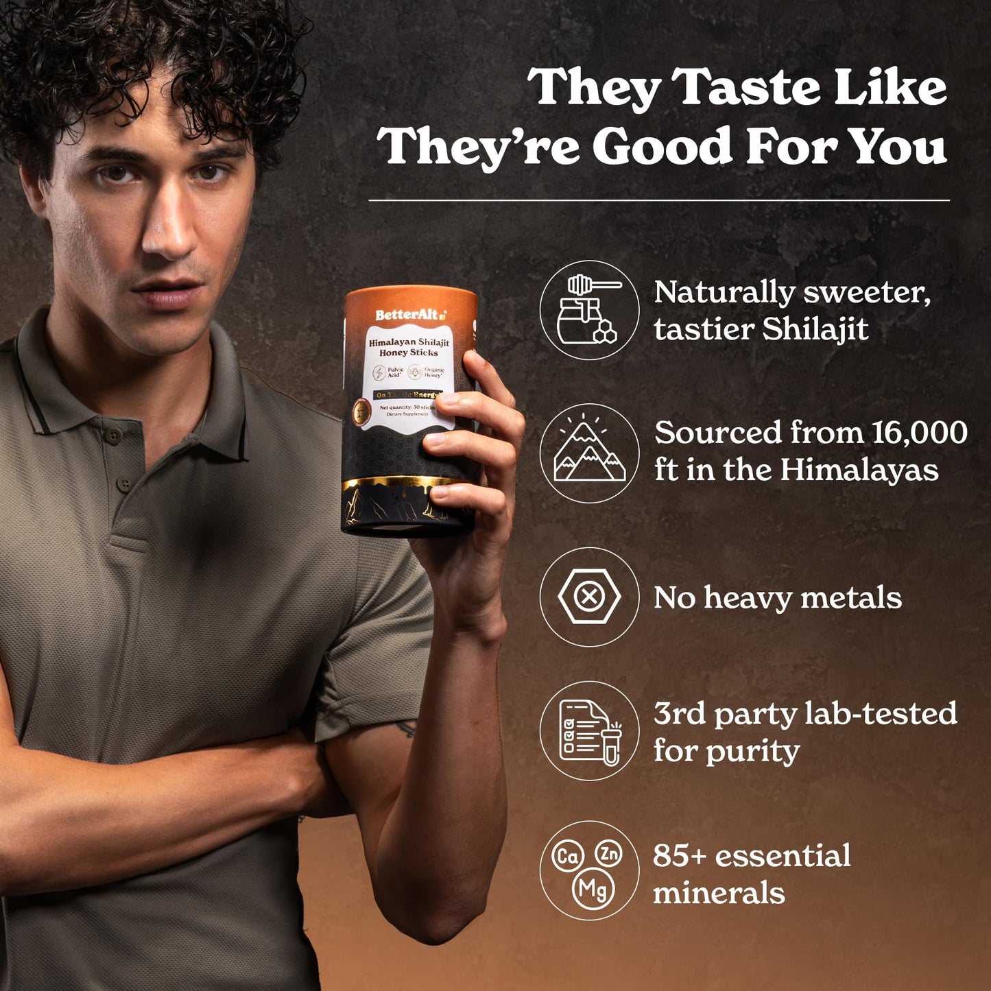 Better Alt Himalayan Shilajit + Honey Sticks – 30 Sticks for Energy, Immunity & Wellness | 85+ Trace Minerals, 75%+ Fulvic Acid