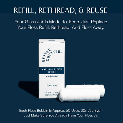 Better & Better Natural Floss in Refillable Glass Jar – Vegan, Eco & Plastic-Free