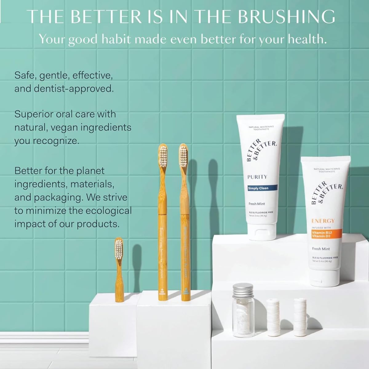 Better & Better Natural Floss in Refillable Glass Jar – Vegan, Eco & Plastic-Free