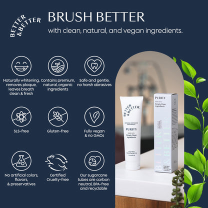 Better & Better Purity Toothpaste – Natural Whitening, Fluoride & SLS Free, Organic Coconut-Based Formula | 3.4oz