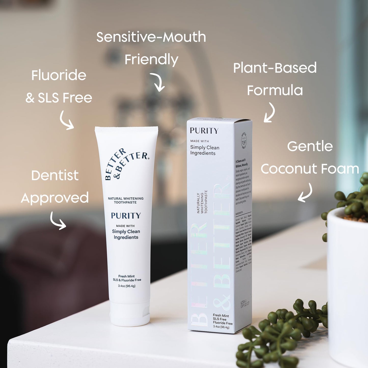 Better & Better Purity Toothpaste – Natural Whitening, Fluoride & SLS Free, Organic Coconut-Based Formula | 3.4oz