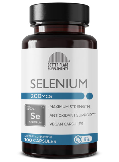 Better Place Selenium 200mcg | 100 Vegetarian Capsules | Immune Support & Thyroid Health