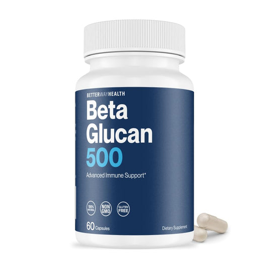 Better Way Health Beta Glucan 500 - Highly Purified 1,3/1,6 Glucan, 500 mg, 60 Capsules BritishVita | Premium UK Vitamins & Wellness Supplements