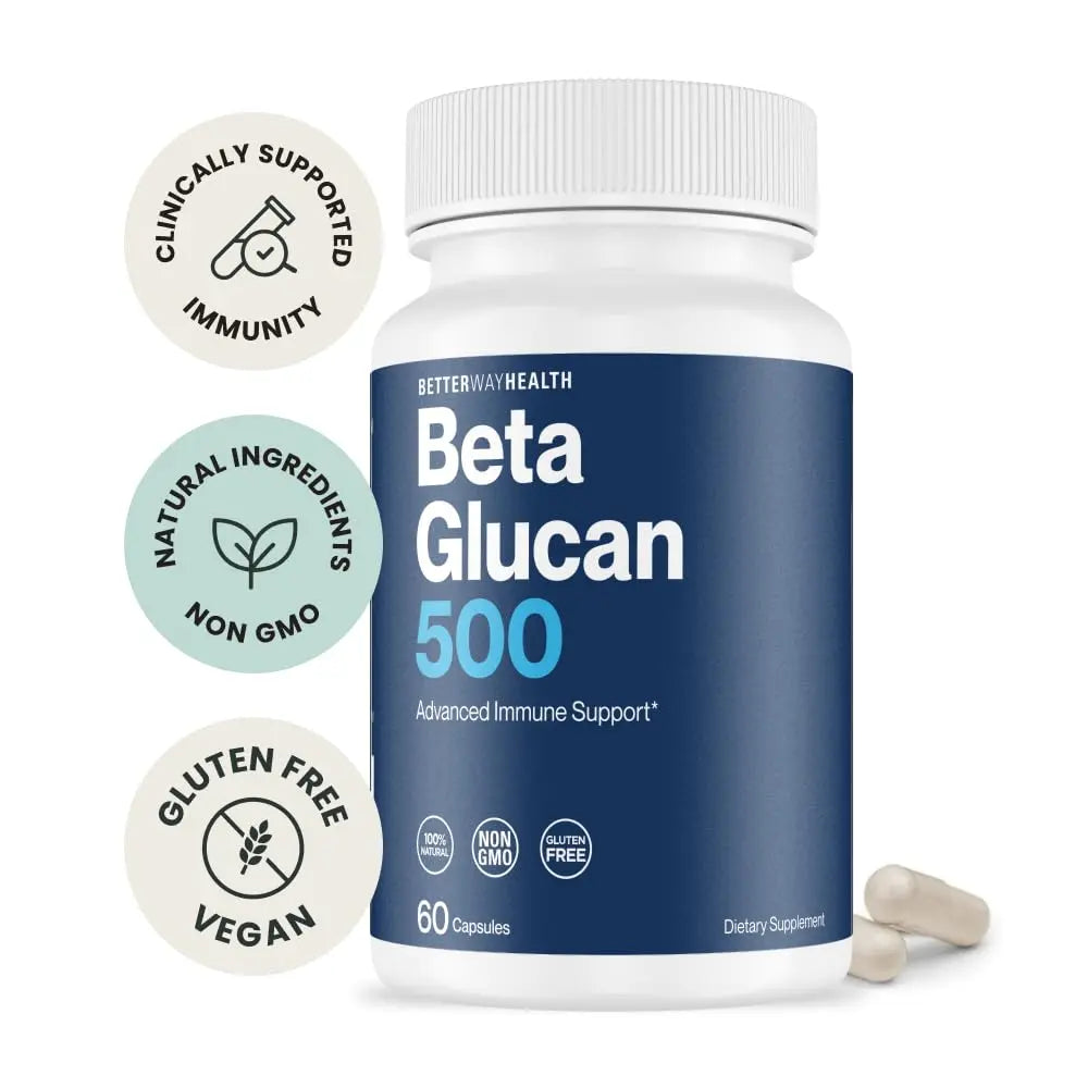 Better Way Health Beta Glucan 500 - Highly Purified 1,3/1,6 Glucan, 500 mg, 60 Capsules BritishVita | Premium UK Vitamins & Wellness Supplements