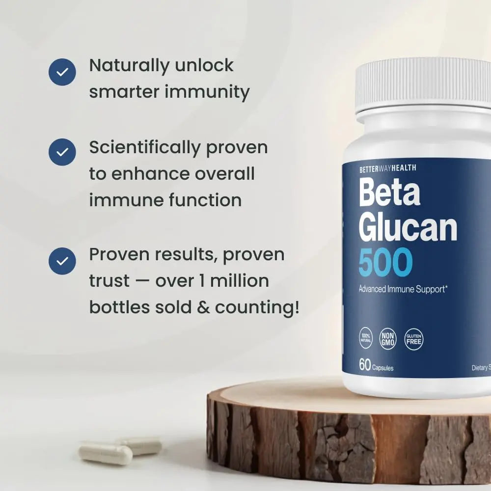 Better Way Health Beta Glucan 500 - Highly Purified 1,3/1,6 Glucan, 500 mg, 60 Capsules BritishVita | Premium UK Vitamins & Wellness Supplements
