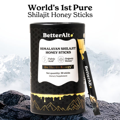 BetterAlt Shilajit Sticks with Organic Honey & Saffron | 30 Sticks for Energy & Immunity