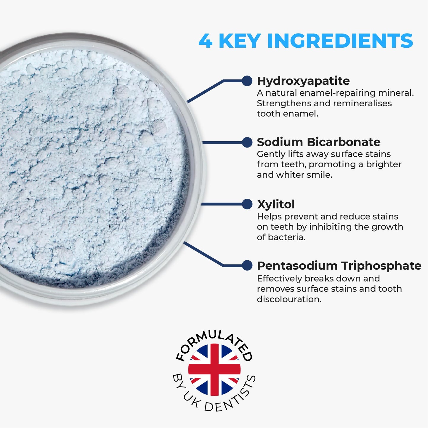 BetterWhite Teeth Whitening Powder – Hydroxyapatite, Remineralizing, Fluoride-Free (30g)