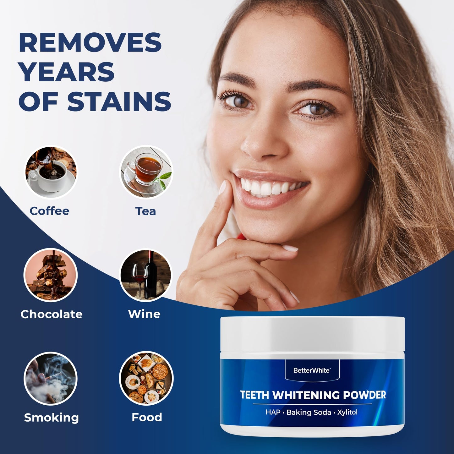 BetterWhite Teeth Whitening Powder – Hydroxyapatite, Remineralizing, Fluoride-Free (30g)