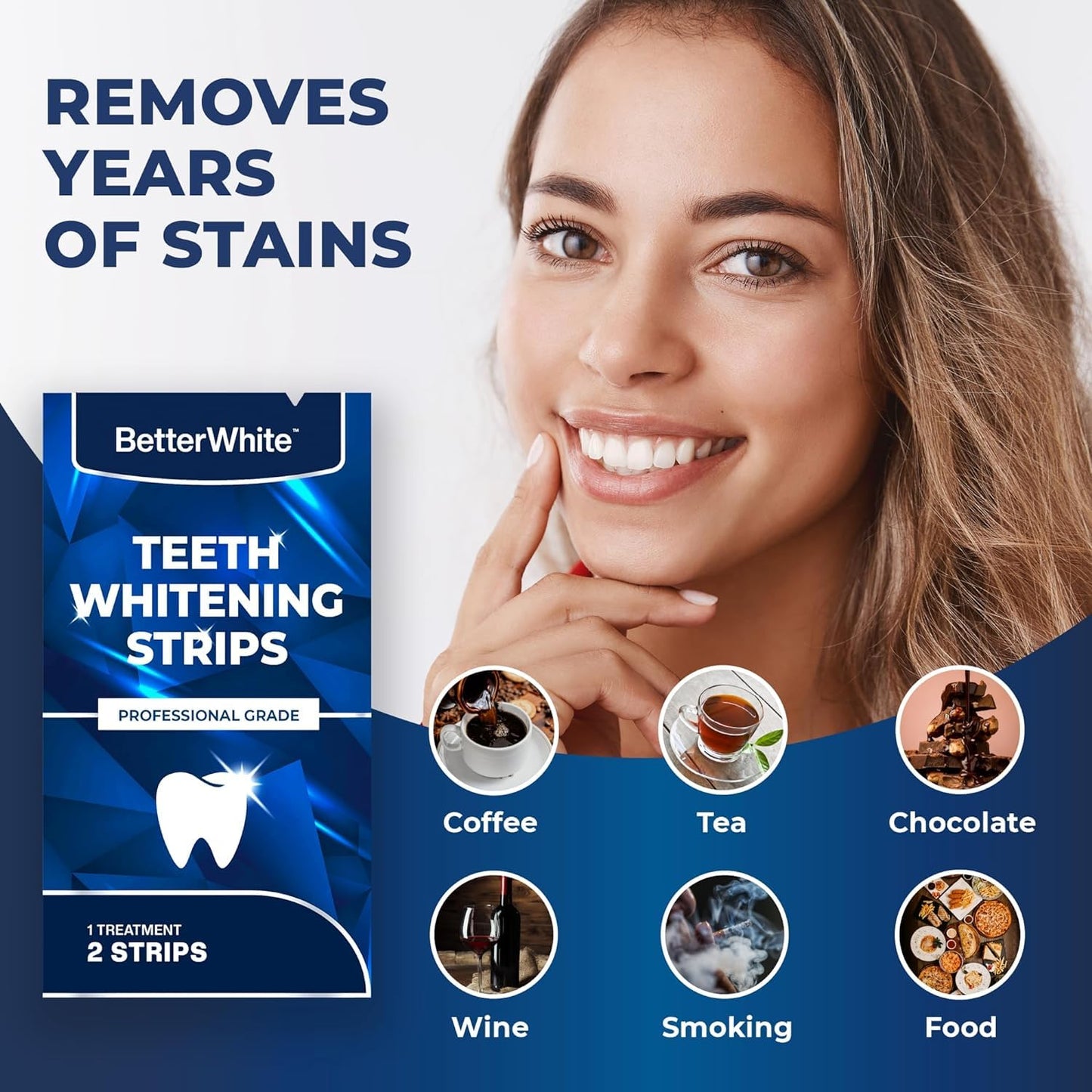 BetterWhite Teeth Whitening Strips – 28 Strips (14 Treatments) – Enamel Safe