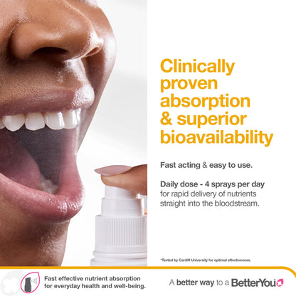 BetterYou Boost Vitamin B12 Oral Spray – Natural B12 with Green Tea & Chromium (0.85 oz)