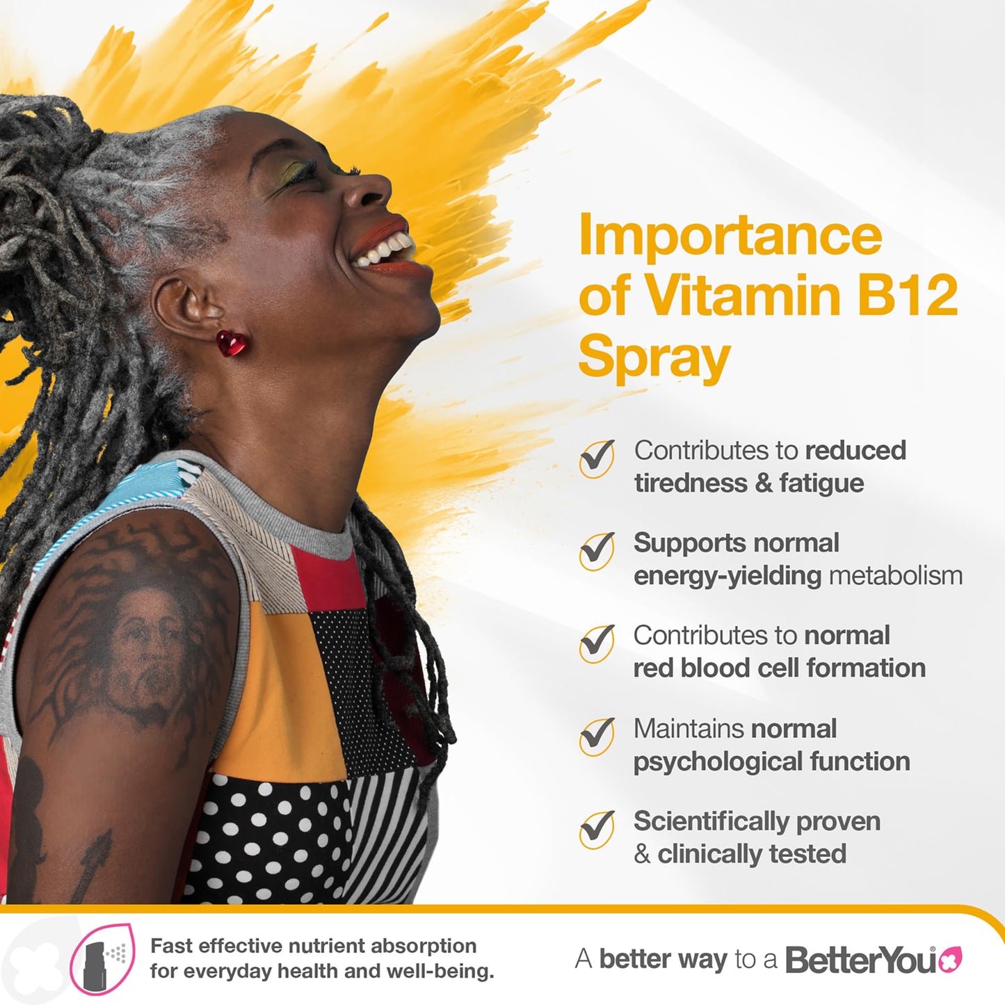 BetterYou Boost Vitamin B12 Oral Spray – Natural B12 with Green Tea & Chromium (0.85 oz)
