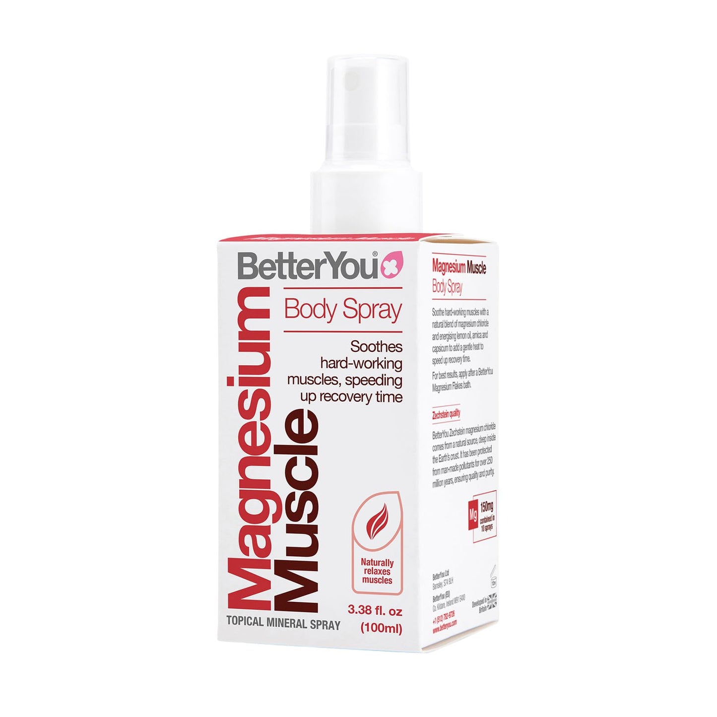 BetterYou Magnesium Muscle Body Spray – Arnica, Lemon Oil for Muscle & Joint Recovery (3.38 oz)