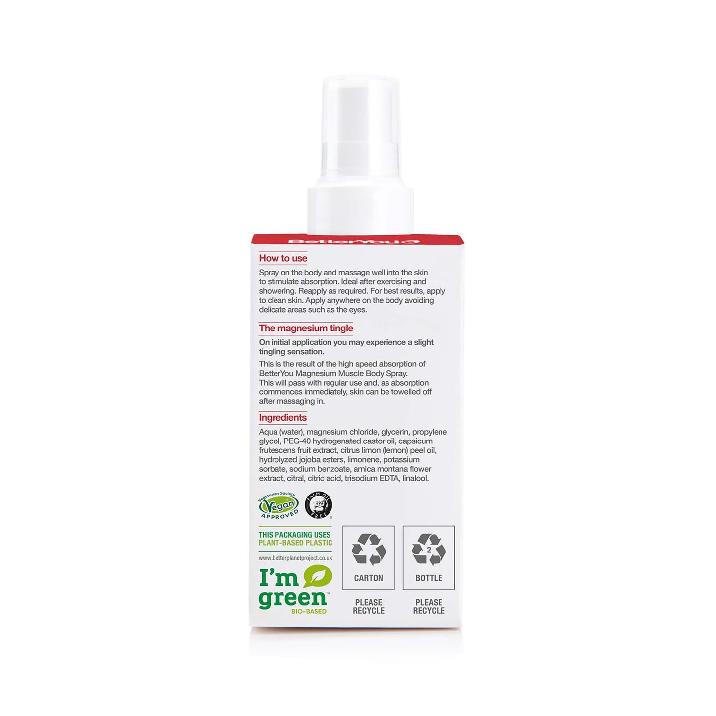 BetterYou Magnesium Muscle Body Spray – Arnica, Lemon Oil for Muscle & Joint Recovery (3.38 oz)