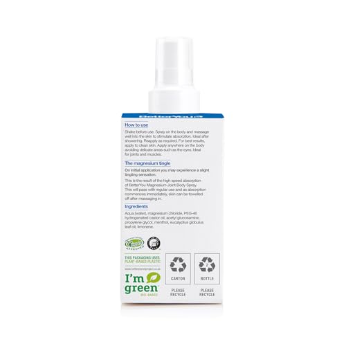 BetterYou Magnesium Muscle Body Spray – Arnica, Lemon Oil for Muscle & Joint Recovery (3.38 oz)