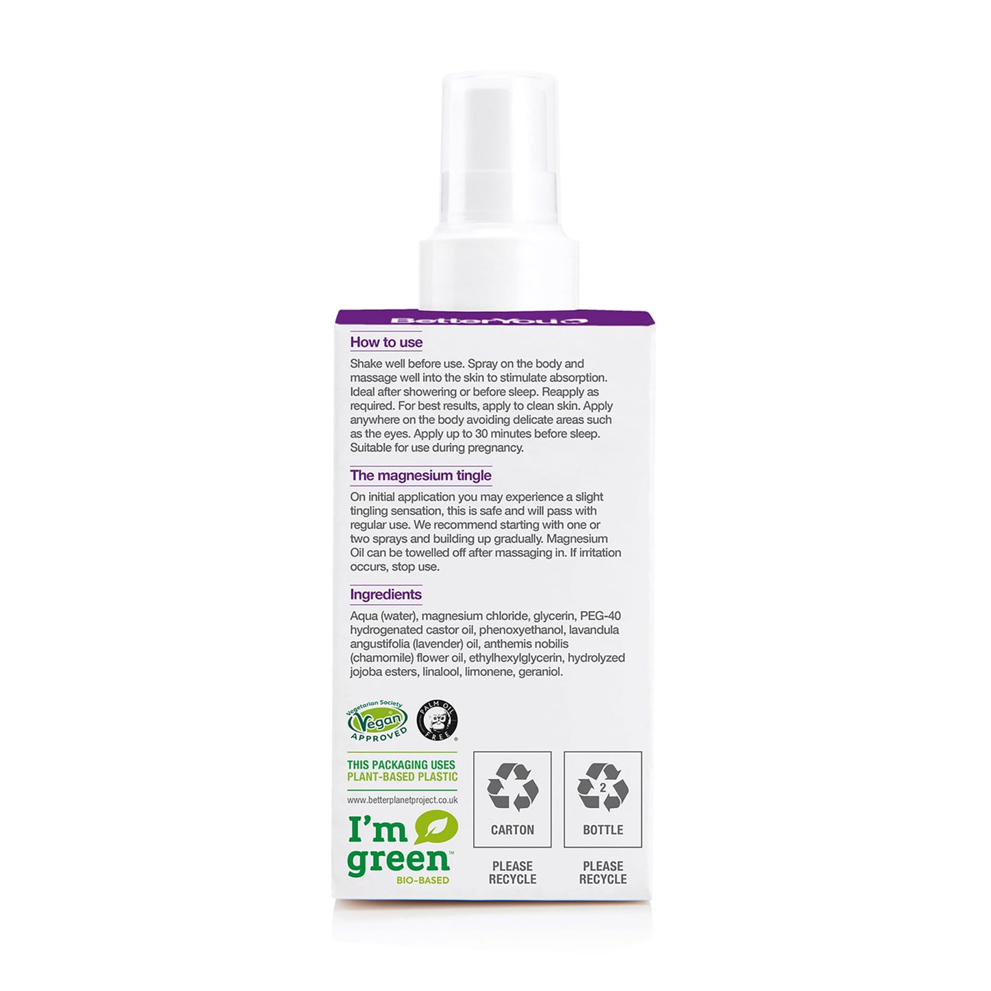BetterYou Magnesium Sleep Body Spray – Relaxing Topical Magnesium with Lavender & Chamomile | 3.38 oz