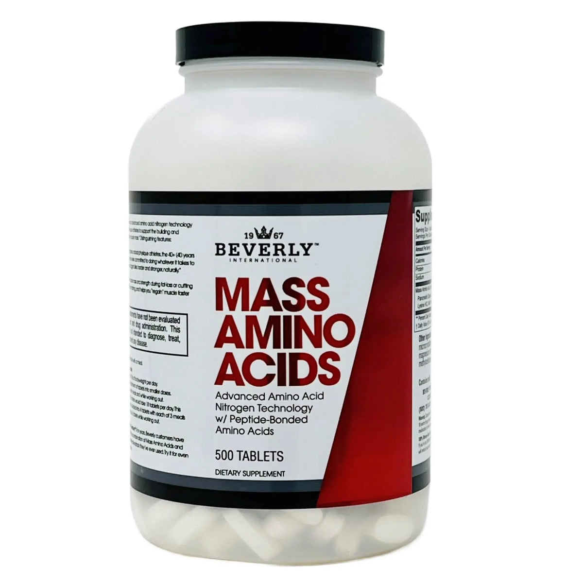 Beverly International Mass Amino Acids, 500 Tabs – Pre- & Post-Workout Support for Muscle Recovery & Repair | Complete Amino Acid Profile BritishVita | Premium UK Vitamins & Wellness Supplements