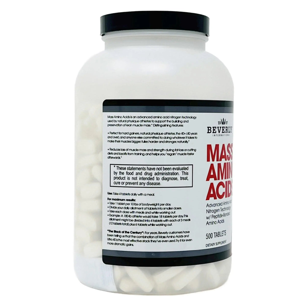 Beverly International Mass Amino Acids, 500 Tabs – Pre- & Post-Workout Support for Muscle Recovery & Repair | Complete Amino Acid Profile BritishVita | Premium UK Vitamins & Wellness Supplements
