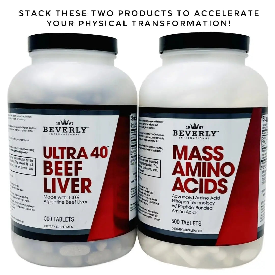 Beverly International Mass Amino Acids, 500 Tabs – Pre- & Post-Workout Support for Muscle Recovery & Repair | Complete Amino Acid Profile BritishVita | Premium UK Vitamins & Wellness Supplements