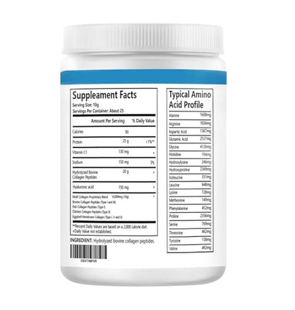 BEVIX Collagen Peptides Powder Advanced I-X – Hydrolyzed Collagen, Vitamin C, Hyaluronic Acid | 8.82oz Unflavored